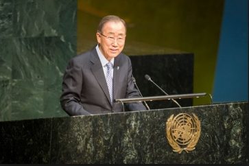 UN Secretary-General Ban Ki-moon addressing UN General Assembly