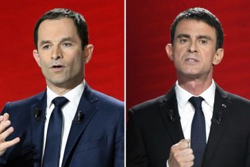 Left-wing ex-Education Minister Benoit Hamon and ex-PM Manuel Valls