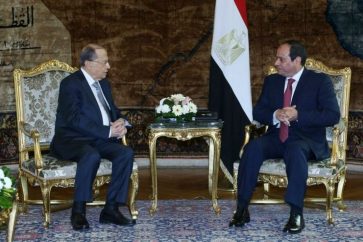 Lebanon President Michel Aoun meetingwith his Egyptian counterpart Abdul Fatah Al-Sisi in Cairo