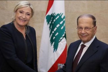Lebanon President Michel Aoun and France presidential candidate Marine Le Pen