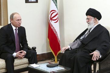 Leader of the Islamic Revolution, Imam Sayyed Ali Khamenei receiving Russian President Vladimir Putin on Wednesday in Tehran.