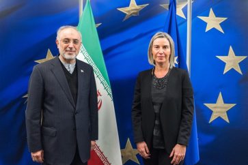 European Union Foreign Policy Chief Federica Mogherini, and the Head of the Atomic Energy Organization of Iran Ali Akbar Salehi