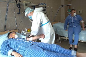 Russian volunteers taking part in trials of a coronavirus vaccine