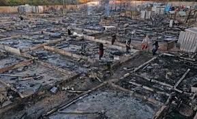Syrian refugee camp burnt