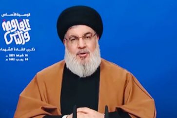 Hezbollah Secretary General during a speech commemorating Hezbollah Martyred Leaders