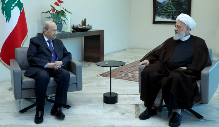 Deputy Head of the Higher Islamic Shia Council, Sheikh Ali Khatib, meets President Michel Aoun at Baabda Palace