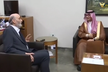 Saudi ambassador to Lebanon Walid Al-Bukhari and Head of Lebanese Forces militia Samir Geagea