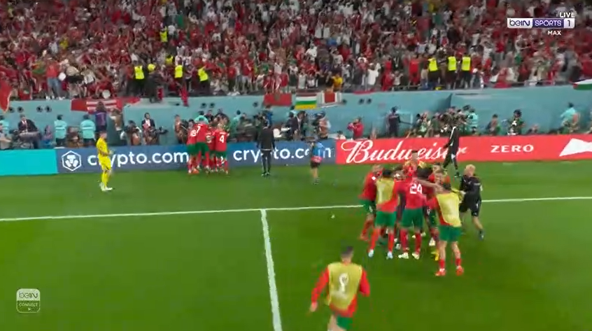 Moroccan team celebrating historic win