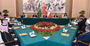 Officials from Saudi Arabia, China and Iran met in Beijing. LUO XIAOGUANG/ASSOCIATED PRESS
