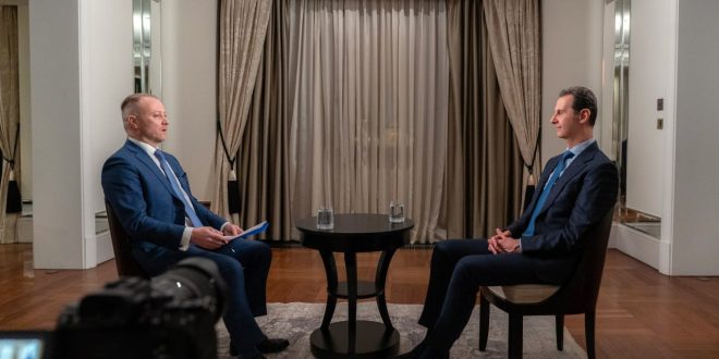 Syrian President Bashar Al-Assad in an interview with Rossiya Segodnya Agency