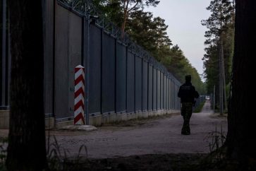 Frontière entre la Pologne et le Bélarus.