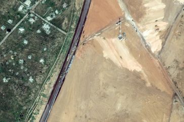 Satellite images provided by Maxar Technologies show construction