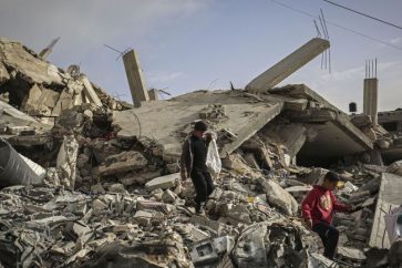 Destruction in Gaza following an Israeli air strike (March 2024).