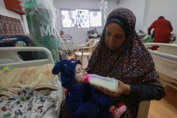 Palestinian children suffering from malnutrition receive treatment at a healthcare centre in Rafah (March 5, 2024).