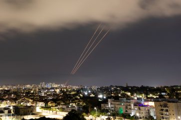 An anti-missile system operates after Iran launched drones and missiles towards 'Israel', as seen from Ashkelon, 'Israel' April 14, 2024. REUTERS