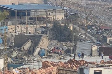 Scene of the Israeli air raid on Kfour area in South Lebanon