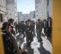 Ultra-Orthodox Jews protest against the draft outside an Israeli army recruitment center in occupied Al-Quds (August 2024).