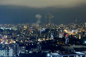 Smoke plumes rise from the site of two Israeli airstrikes on a neighbourhood in Beirut on October 10, 2024. Israel expanded operations in Lebanon nearly a year after Hezbollah began exchanging fire in support of its ally, Hamas, following the Palestinian group's deadly attack on Israel on October 7, 2023. (Photo by Mohamed ABOUELENEN / AFP)