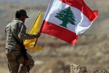 Lebanon and Hezbollah flags