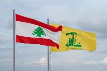 Lebanon and Hezbollah flags (image from archive)